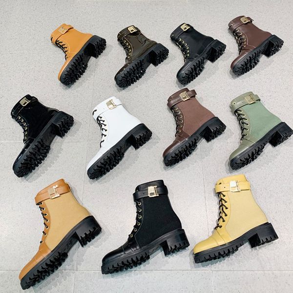 2021 haute qualité mode luxe designer marque femmes bottes vente directe d'usine boucle en métal amovible Martin bottes taille 35-41 avec boîte