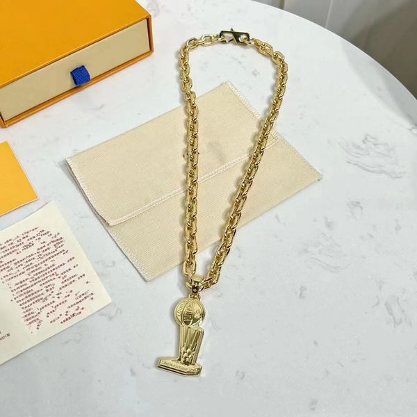 Nuevo Collar de copa de baloncesto de oro de 18 K de lujo de alta calidad para hombre, pulsera con personalidad de hip hop street, joyería de moda, regalo de Festival