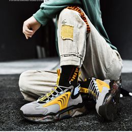 2021 chaussettes hautes chaussures de course gris grande taille surface respirante chaussure décontractée version coréenne mode pour hommes pop-corn semelles souples sport voyage hommes sneaker 39-46
