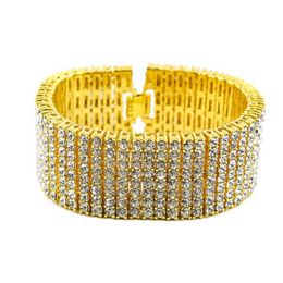 2021 Hip Hop Top Verkauf Funkelnder Luxusschmuck 18K Goldfüllung 8 Reihen Kristall Hohe Qualität Tennies Chian Frauen Männer Armband für Love174w