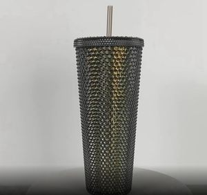 Tasse froide irisée pour la saison des fêtes 2021, BLING PLATINE, tasses d'eau de 24 Fl Ozd, tasse de café glacé d'été pour adultes, en plastique