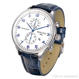 2021 Holuns Quartz Horloges Mannen Business Mens Horloge Luxe Eenvoudige Waterdichte Sport Populaire Mens Polsleer Band Horloges Klokken BRW