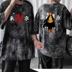 2021 Hot Anime Tokyo Revenkers Mikey T-shirt Korte mouw Ronde hals Tie Dye Y0809