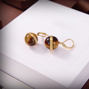 Boucles d'oreilles rondes en pierre œil de tigre pour femmes, bijoux de fête, couleur or, marron, perles de luxe, tendance, tendance, 2021