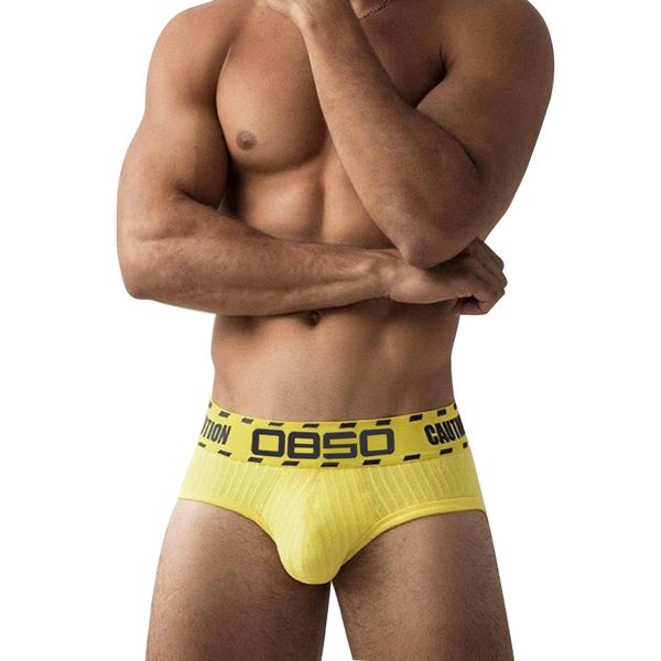 2021 coton chaud Gay hommes sous-vêtements Sexy Cuecas Ropa intérieur Slip Hombre bikini Style BeltM-2XL jaune