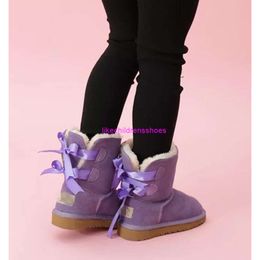 2021 HOT enfants Bailey 2 Bows bottes en cuir tout-petits bottes de neige solide Botas De nieve hiver filles chaussures bambin filles bottes 63