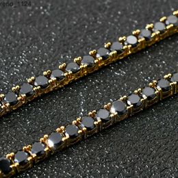 2021 Hot Luxury Hip Hop Bling Ice Out 4 mm simple rangée noir Zircon diamant strass chaîne de tennis collier or argent ras de cou