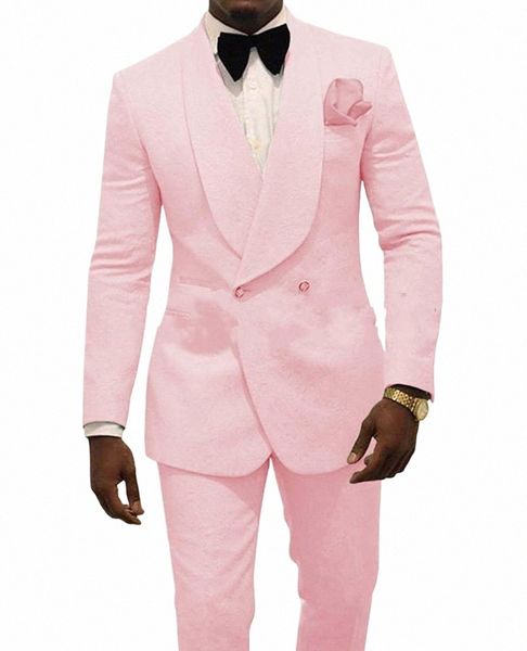 2021 Vente chaude Slim Fit Rose Floral Mens Double Breasted Costume Hommes Costumes De Mariage Groom Tuxedos Terno Prom Party Meilleur Homme Blazer J2bn #