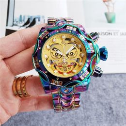 2021 Hot Selling Ta Sport Casual Kalender Quartz Heren Horloge Clown Persoonlijkheid Grote Wijzerplaat Stalen Riem Opvouwbare Gesp horloges