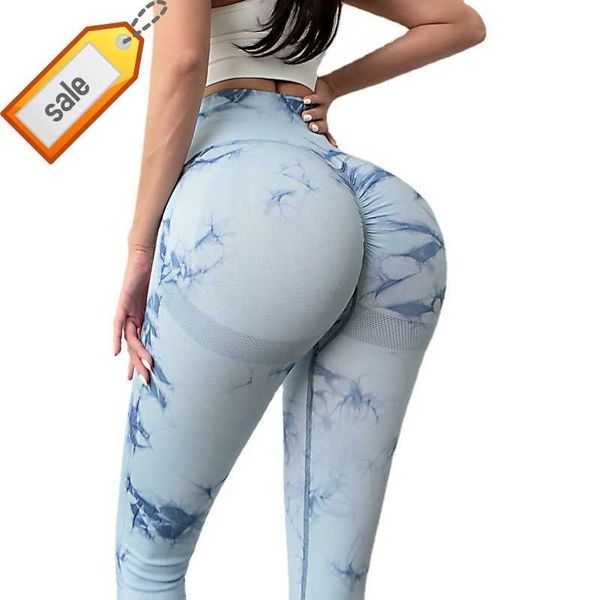 Pantalon de Yoga teint par nouage pour femmes, taille haute, levage des hanches, sport, course à pied, serré, Fitness, spectacle de fesses et rehaussement, offre spéciale, 2021