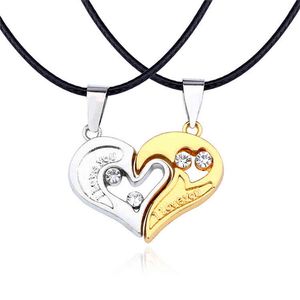 2021 Hot Valentijnsdag Tweedelige ketting voor mannen en vrouwen, roestvrij staal met Diamond Love Stitching Paar