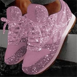 2021 Hot Femmes Chaussures Haute Qualité Rose Printemps Baskets Mode Classique Paillettes Casual Chaussures De Sport Semelle En Caoutchouc Antidérapant Taille 35-43