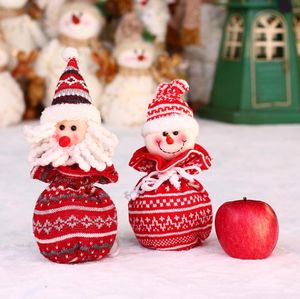 2021 HW425 Cheerleading Christmas Items Santa Claus Snowman Deer Bear Gebreide Apple Tassen Kerst Kinderen Candy Gift Bag