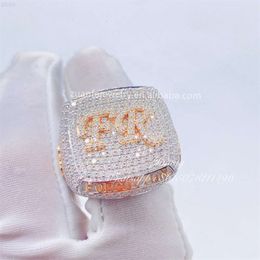 2021 Iced Out Luxury Jewelry VVS Moisanite Men Men Ring Gold Hip Hop Real Gold Hiphop Gemstone Rings Zf Round M Champion Ring