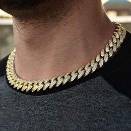 2021 Collier pour hommes glacés avec bling cz pavé 18mm de large collier hip hop lourd en gros moins cher garçons collier rock bijoux X0509