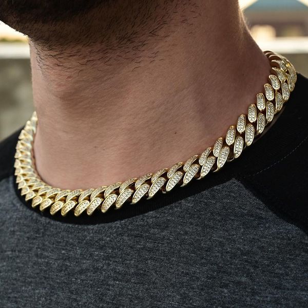 2021 Collar de hombres helados con bling cz pavimentado 18 mm de ancho collar de hip hop pesado al por mayor más barato niños collar de roca joyería X0509