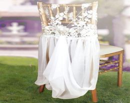 2021 en stock différentes couleurs housses de chaise de mariage élégantes dentelle mousseline de soie cristaux chaises ceintures décorations jupes ZJ0087100787