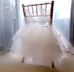 Housses de chaises de mariage en dentelle et Tulle, différentes couleurs, élégantes, Tutu, ceintures, jupes décoratives, en stock, 2021, ZJ0105784000