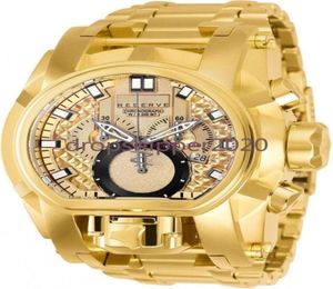 2021 Invincible Watch Model25211 Reserve Bolt Zeus Men Zwitserse roestvrij staal vergulde dubbele wijzerplaat 52 mm Men Quartz Watch14117144215110