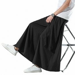 2021 Japonais Hakama Harajuku Kimo Plus Taille Pantalon large décontracté Hommes Vêtements Style chinois Hanfu Tang Costume Hommes Vêtements a0wF #