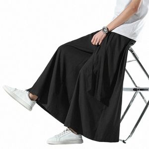 2021 Japonais Hakama Harajuku Kimo Plus Taille Pantalon large décontracté Hommes Vêtements Style chinois Hanfu Tang Costume Hommes Vêtements a0wF #