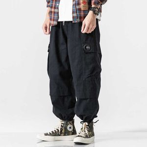2021 japonais Harajuku lâche baggy pantalon hommes hip hop sarouel streetwear modis joggers armée vert cargo pantalon noir pantalon Y0927