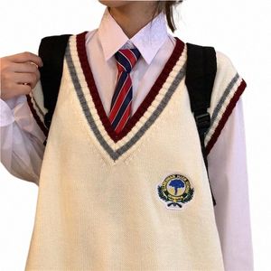 2021 Japanse Stijl Trui Lente En Herfst Jk College Stijl Losse Mouw Trui Gebreid Vest V-hals Schoolmeisje Uniform 09PD #