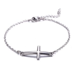 2021 Jesús cristiano para mujer para hombre de acero inoxidable Cruz encantos pulseras plata religiosa moda cadena pulsera joyería de la suerte al por mayor