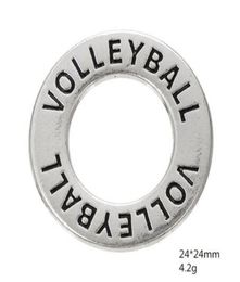 2021 Schmucklegierung, antik versilbert, Volleyball-Kreisscheibe, Affirmationsanhänger, kompatibel mit Armband 2441905