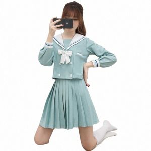2021 JK Uniformes Étudiants du Collège Japonais Sailor Costume Uniforme Scolaire Cosplay Étudiants Menthe Vert Jupe Costume Q7ck #