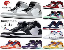 2021 Jumpman 1 1s scarpe da basket con portachiavi Uomo Donna mid Light Smoke Grey Chicago Toe Sneakers mid SE USA multicolor 4958581