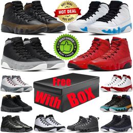 Met Box jumpman Powder Blue 9 9s heren basketbalschoenen Light Olive Particle Grey Fire Gym Red heren trainers sneakers schoen