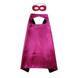 2021 Kinderen Superheld Capes met Mask 100 Stks / Set 2-Layer 70 * 70cm Satijn Kinderen Cosplay Kostuums Halloween Party Gunsten