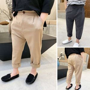 2021 Korea Boys Suit Pants School Kinderen Casual knop Kleding Kinderen Formele broek Merk Fashionum