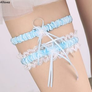 Elegante kanten kousenbandsets voor bruiden met kleine boogbloemen tuLle chique bruids kousenbanden accessoires prom jurk dames kousenbanden sexy wit let riem al6966