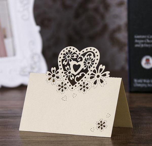 Carte de Table d'amour découpée au Laser, décoration de mariage, cadeaux de fête, carte de Table en papier perlé, fournitures de mariage, 2021