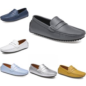 2021 cuir doudou hommes chaussures de conduite décontractées semelle souple mode noir marine blanc bleu argent jaune gris chaussures all-match paresseux transfrontalier 38-46 quarante