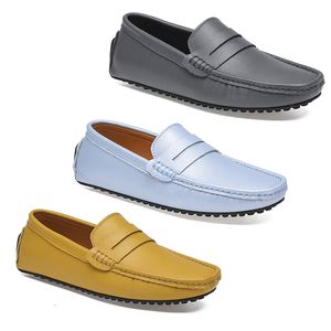 2021 cuir doudou hommes chaussures de conduite décontractées semelle souple mode noir marine blanc bleu argent jaune gris chaussures all-match paresseux transfrontalier 38-46 douze