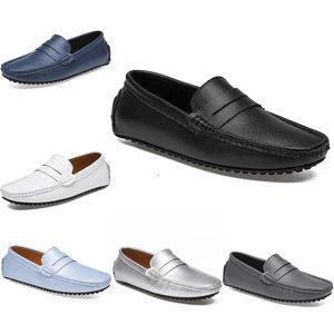 2021 cuir doudou hommes chaussures de conduite décontractées semelle souple mode noir marine blanc bleu argent jaune gris chaussures all-match paresseux transfrontalier 38-46 soixante quatre