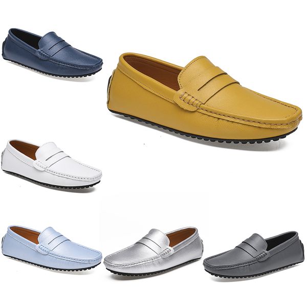 2021 cuero doudou zapatos de conducción casuales para hombres suela suave moda negro azul marino blanco azul plata amarillo gris calzado todo-fósforo perezoso transfronterizo 38-46 cuarenta y cinco