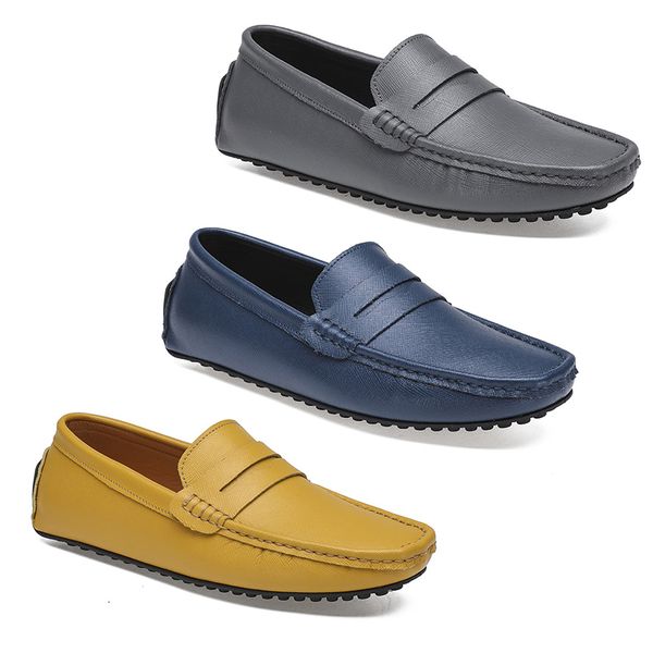 2021 cuir doudou hommes chaussures de conduite décontractées semelle souple mode noir marine blanc bleu argent jaune gris chaussures all-match paresseux transfrontalier 38-46 quatorze