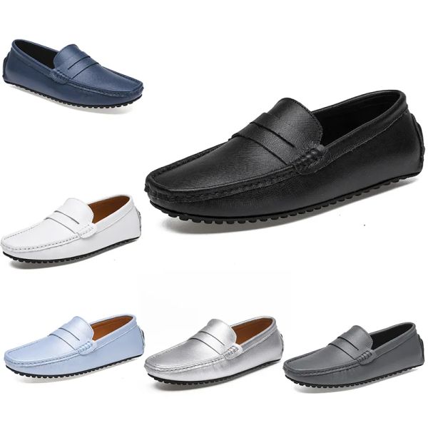 2021 Doudou en cuir Chaussures de conduite décontractées pour hommes Semelle souple Mode Noir Marine Blanc Bleu Argent Jaune Gris Chaussures Tout-Match Paresseux Transfrontalier 38-46 Soixante