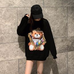 Designer de luxe hoodies femmes hommes pull à capuche sweat lettre ours en peluche imprimé à manches longues lâche à capuche blanc noir 100% coton à capuche