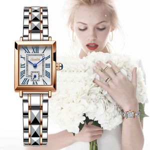 2021 LIGE marca SUNKTA moda cuadrado reloj de cuarzo para mujer conjunto de pulsera Dial Simple oro rosa relojes de lujo para mujer