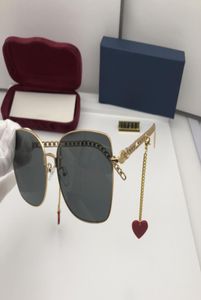 2021 Luxur Top Quality Classic Square Sunglasses Designer Brand Fashion Fashion Womens Sun Glasses Lenses en verre métallique avec boîte 0724381011