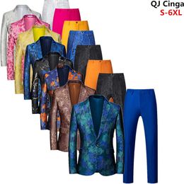 2021 Marque de luxe Tuxedo 2 pièces Hommes Mariage Blazer et pantalon Slim Fit Costumes pour hommes Grande taille S-6XL Jaqueta + Pantalones X0909