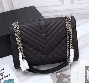 2021 Sac à main design de luxe ENVELOPPE en cuir véritable sac pour femme de haute qualité avec chaîne épaule Classic Double Flap Bags 487206 487198 24cm, 31cm