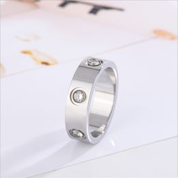 2021 Luxe designer sieraden Love Ring dames heren ringen roestvrij staal Custom couple Wedding party vrienden zilver rose goud diamanten sieraden met dustbag