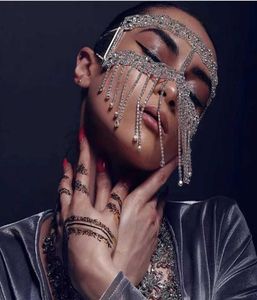 2021 Luxury Full Dinestone Tassel Mask Masquerade Joyería de cara para mujeres Sexy Crystal Chain Cosplay Face Mask Accesorios Q04539626