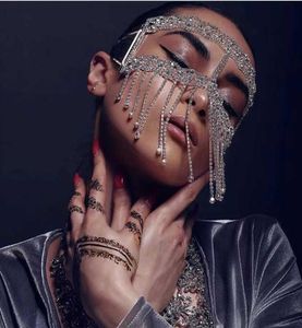2021 Luxury Full Dinestone Mask Mask Masquerade Joyería de cara para mujeres Sexy Crystal Chain Cosplay Face Mask Accesorios Q04940081